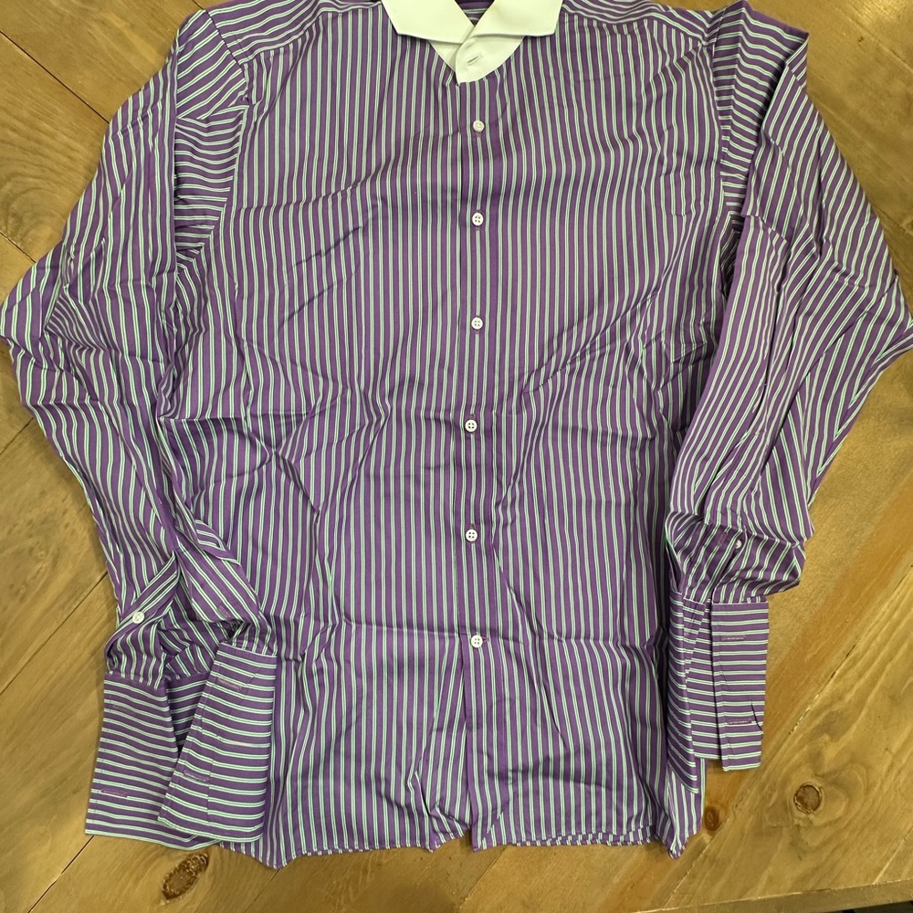 Ralph Lauren Purple and Green Striped Shirt